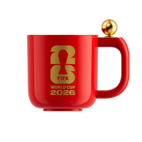 FIFA 2026美加墨世界杯纪念品趣味足球马克杯400ml红色 官方授权正品