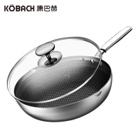 康巴赫JCG30D1 316L不锈钢煎炒两用锅蜂窝全面屏花纹平底30cm[14030047](单位:个)不锈钢色