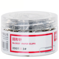 得力 0037回形针29mm 3#金属防锈曲别针( 200枚/筒) 1筒