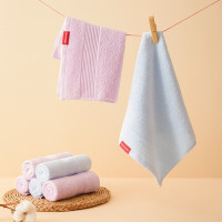 HOYO日本 抗菌方巾新疆长绒棉儿童小毛巾 柔软吸水防异味洗澡女洗脸巾 藤紫+若蓝 2条