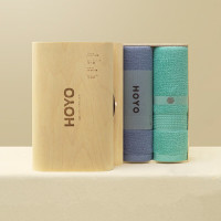 HOYO日本母婴级标准臻品长绒棉毛巾浴巾礼盒 节日伴手礼福利可定制 橡木礼盒两件套-紫色+青绿色 单位:盒