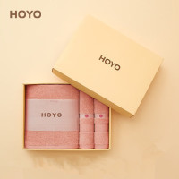 HOYO日本 和畅3条装 纯棉擦脸巾 吸水洗脸可定制毛巾礼盒 毛巾+浴巾 西瓜红