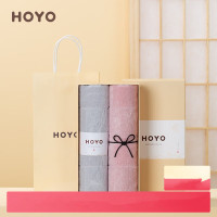 HOYO日本茜空母婴级标准中巾两条礼盒装节日伴手礼福利劳保送礼可定制 浅灰+浅粉 单位:盒