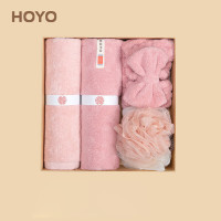 HOYO日本毛巾干发帽束发带浴花洗漱4件套 吸水速干谢礼高档定制礼盒
