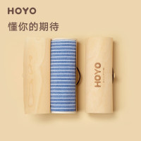 HOYO日本母婴级标准纯棉素颜橡木毛巾礼盒节日伴手礼福利送礼可定制 木质礼盒单条蓝 盒