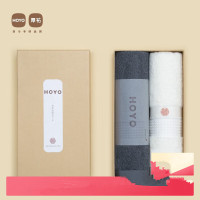 HOYO日本母婴级标准纯棉长绒棉毛浴巾礼盒伴手礼福利劳保送礼可定制 精梳樱花礼盒毛巾两条 冰墨乳白