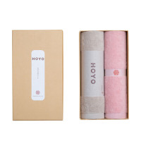 HOYO日本母婴级标准纯棉芦荟毛巾礼盒二件 节日伴手礼福利送礼可定制 浅咖+浅粉 2条 盒