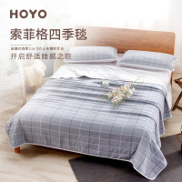 HOYO日本 索菲格多功能毯 六层纱布纯棉毛巾毯 双人被盖毯 高档礼盒装 索菲格灰色 200CM*230CM
