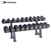 必动(BESSGYM)健身房哑铃套装 十位哑铃架+275KG彩标圆头(10副装)BG-RA10A
