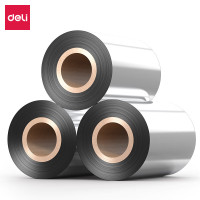 得力(deli)90mm*300m 热转印条码打印机/标签机通用型碳带 81523T-6 蜡基碳带 6支装 黑 单位:组