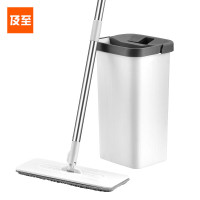 及至 WYL-112 免手洗平板拖把 干湿两用 带桶拖把 含2个布头 128cm不锈钢杆 白色 单位:套
