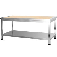 共好 GHKT-GT18 案板工作台 厨房工作台 不锈钢双通工作台(1.8米下层板包边木面)可组装 单位:个