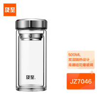 及至 JZ7046 隔热双层玻璃杯直筒形钢本色500ml 单位:个