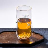 个杯堂 金银烧仙鹤双层玻璃杯-玲珑绿茶杯