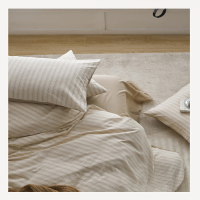 点途 DT-16 抗菌亲肤100%新疆纯棉四件套 200*230cm适用1.5/1.8米床 米咖条纹