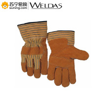 威特仕 掌皮背布牛二层B级颈皮驳掌款劳保手套10-1206 XL码 一对装