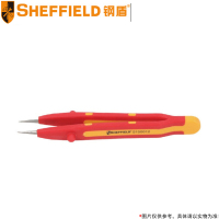 钢盾(SHEFFIELD) 注塑型双色绝缘针尖无齿镊子 S150012 130mm