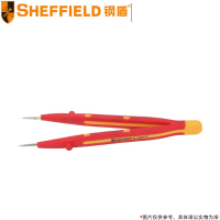 钢盾(SHEFFIELD) 注塑型双色绝缘微尖横齿镊子 S150013 150mm