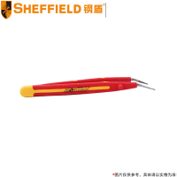 钢盾(SHEFFIELD) 注塑型双色绝缘弯尖横齿镊子 S150014 150mm