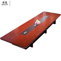 奇冠(QIGUAN)实木油漆会议桌 5000*2500*800mm 胡桃色