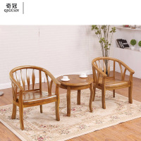 奇冠(QIGUAN) 实木圈椅茶几组合一桌两椅 2012# 胡桃色