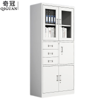 奇冠(QIGUAN)钢制铁皮偏三斗器械文件柜档案柜储物柜 1850*900*400mm 加厚款
