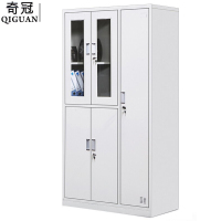 奇冠(QIGUAN)文件柜办公柜铁皮柜资料档案柜员工柜储物柜 五门玻璃更衣柜 1850x1180x420mm 加厚款