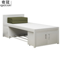 奇冠(QIGUAN)制式营具床钢制宿舍床单人床JY床加厚款 GZY-Y237 810x2000x900mm 含下柜