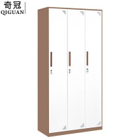 奇冠(QIGUAN)窄边三门更衣柜文件柜加厚铁皮柜储物柜 GZY-W011 1850x900x500mm 咖白套色