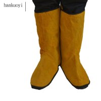 hankuoyi牛皮耐磨隔热电焊护脚护腿套一付装 黄色