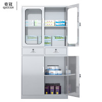 奇冠(QIGUAN)不锈钢中二斗文件柜铁皮柜资料柜档案柜 GZY-G125 1800*850*390mm 201不锈钢