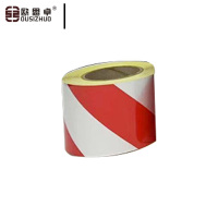 欧思卓红白斜纹反光警示胶带10cm*45m 单卷装