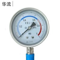 华流不锈钢耐震压力表YN-150B 量程:0-4Mpa,精度等级:1.6 安装方式:径向,螺纹:M20*1.5