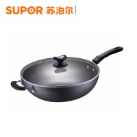 苏泊尔(SUPOR)炒锅真不锈2代健康铁锅玻璃盖 32cm FC32T4