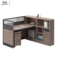 奇冠(QIGUAN)屏风工位办公桌财务桌主管桌 7字型单人位(含活动柜)1400*1500*1100mm榆木色