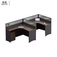 奇冠(QIGUAN)屏风工位办公桌职员桌主管桌F型2人位(含活动柜)2800*1200*1100mm 金钻色