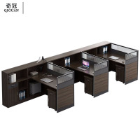 奇冠(QIGUAN)屏风工位办公桌财务桌主管桌 F字型3人位(含活动柜)4200*1500*1100mm金钻色