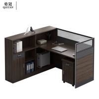 奇冠(QIGUAN)屏风工位办公桌财务桌主管桌 7字型单人位(含活动柜)1400*1500*1100mm金钻色