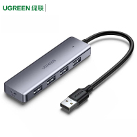 绿联(Ugreen) USB3.0分线器50985 高速4口扩展坞HUB集线器深空灰