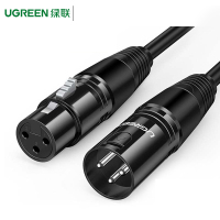 绿联(UGREEN)卡侬公对母音频延长线 麦克风话筒头卡农线10米 20714黑