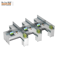 科劲(KeJing)新28系列办公桌干字形六人屏风工位 28-G6B12G 3690W*2430D*1100H