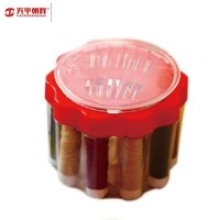 天平朝晖 圆形多用针线盒TP-4549 8*8cm 颜色随机