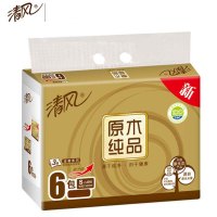 清风原木纯品抽纸 BR65SJU 3层 6包/提 一提装