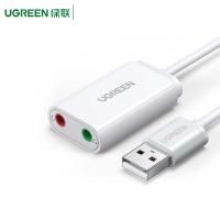 绿联(Ugreen) USB2.0外置声卡30143 支持笔记本电脑台式机PS4接3.5mm音频接口 白色