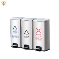 MTRECYCLE美天环保不锈钢脚踏分类垃圾桶 MT-X36N 三桶 97.5*31.5*69.5cm