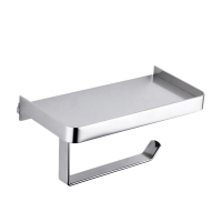 WMM 304不锈钢 卫生间手机架纸巾架 约长18*宽9.5*高7.5cm 免打孔 含安装
