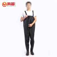 鸣固 防水连体涉水裤户外作业下水裤65丝 黑色 ZG2029 36-45码