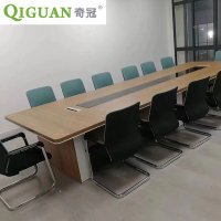 奇冠会议桌 FM688B-45 C69墨尔多橡木+C61阳光白 4500W*1500D*750H