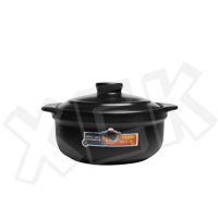 志高(CHIGO)电磁炉专用陶瓷耐高温沙锅 黑色1000ml 带盖带托盘