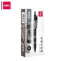 得力(deli)臻顺滑按动中性笔S18 黑色 0.5mm子弹头 12支/盒